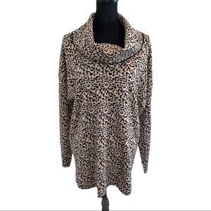 Calvin Klein Animal Print Cowl Neck Tunic Sweater
